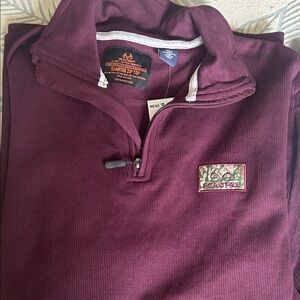 NWT Realtree Men's Burgundy Quarter Zip Pullover